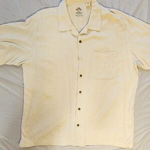 Mens Arrow Shirt Hawaiian XL, Cream, Washable Silk USA Short Sleeve Casual Beach